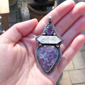 Handmade sterling silver and gemstone pendant